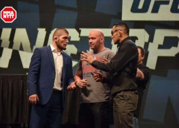 Khabib Nurmagomedov Tony Ferguson MMAnytt UFC-196-LAS-VEGAS-MGM-DPATINKIN-2016-WEIGH-IN-KHABIB-FERGUSON (1)