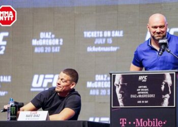 UFC 202 Media Day Nate Diaz Dana White Photo Vince Cachero MMAnytt