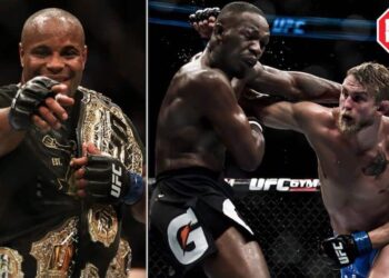Från vänster: Daniel Cormier, Jon Jones och Alexander Gustafsson. Foto: Rigel Salazar-Ag Fight/MMAnytt / Micha Forssberg-MMAnytt DC Jones Gustafsson DC