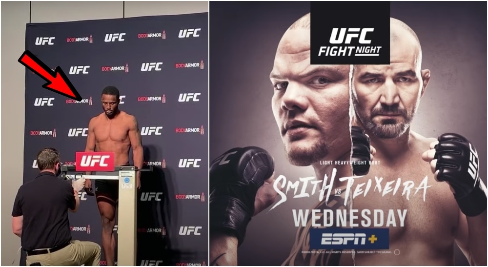 UFC ESPN+29 Anthony Smith vs. Glover Teixeira. En fighter missar vikten. Foto: Screenshot, UFC-poster Smith vs. Teixeira.