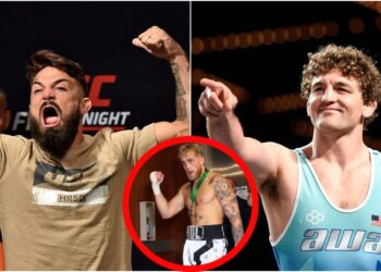 Mike Perry, Ben Askren, Jake Paul, © Steve Mitchell, Danielle Parhizkaran, Joe Scarnici