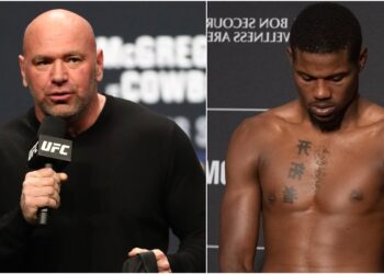 Dana White Kevin Holland (© Mark J. Rebilas-USA TODAY Sports, © SABRINA SCHAEFFER_Staff)