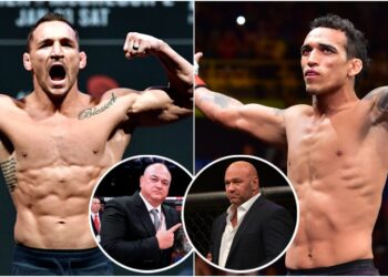 Chandler, Oliveira, Scott Coker, Dana White (©Bottari, Silva, Jasen Vinlove-USA TODAY Sports)