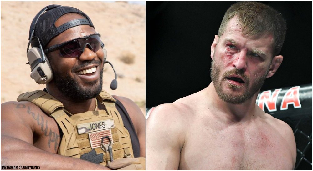 Jon Jones Stipe Miocic (Instagram @JonnyBones + © Jerome Miron-USA TODAY Sports)