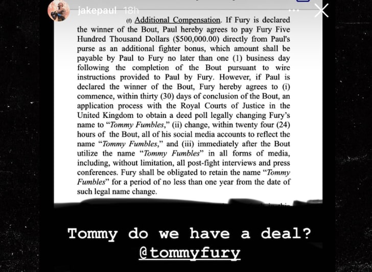 Jake Paul kontrakt Tommy Fury