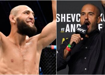 Khamzat Chimaev, Jon Anik. Foto © Jasen Vinlove-USA TODAY Sports