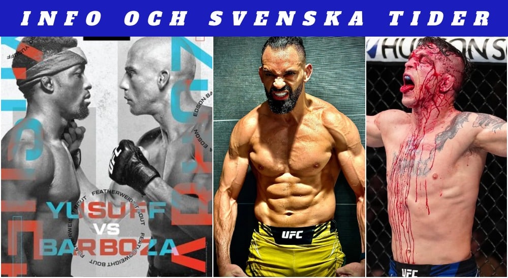 UFC Vegas 81 Barboza Yusuff svenska tider matchkort B