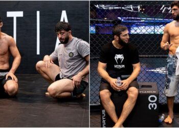 Khamzat Chimaev tranar med Arman Tsarukyan infor UFC 308 - MMAnytt - 1000x547