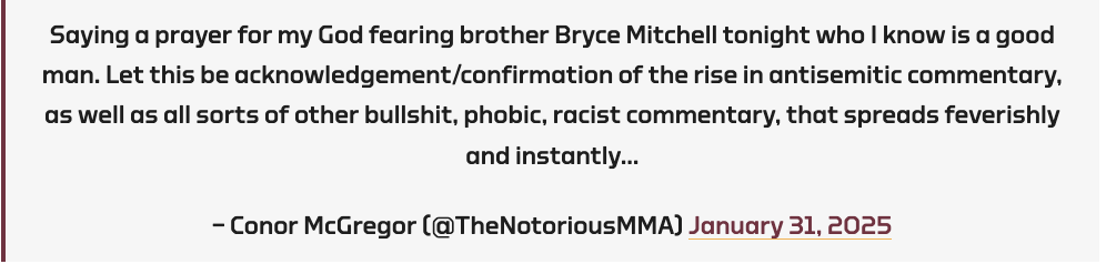 Conor McGregor om Mitchell