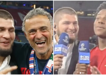 Khabib såg finalen i Champions League på plats - SE KLIPPEN