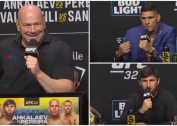 HETSIGT på presskonferensen inför UFC 320 - White mitt i skiten