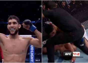 Fares Ziam elbows Nazim Sadykhov UFC 323