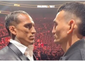 Max Holloway and Charles Oliveira face off before UFC 326 main event
