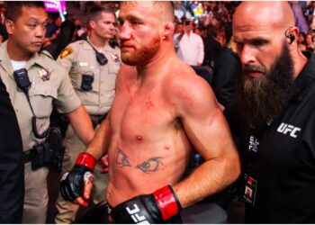 Justin Gaethje under UFC match i oktagonen