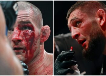 Sean Strickland och Eric Nicksick under traning pa Xtreme Couture