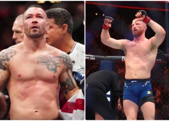 Colby Covington och Bo Nickal under UFC media