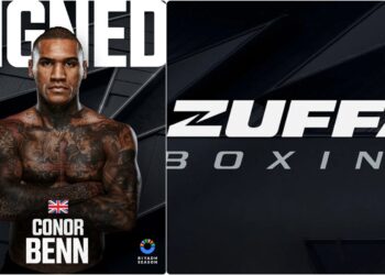 Conor Benn under presskonferens fore match