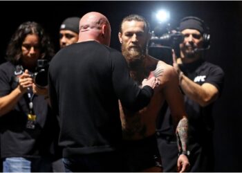 Dana White talar pa presskonferens efter UFC gala