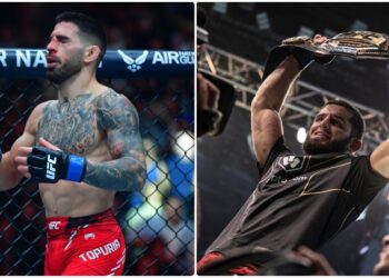 Islam Makhachev och Ilia Topuria UFC White House