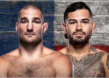 Sean Strickland och Anthony Hernandez under UFC promotion