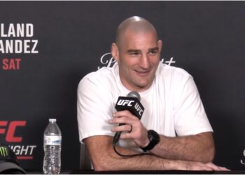 Sean Strickland under UFC media day presskonferens