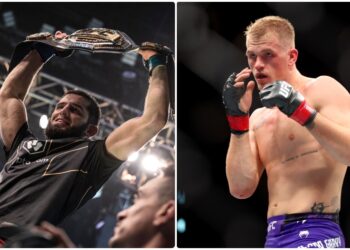 Islam Makhachev och Ian Machado Garry under UFC-event