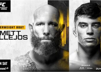 Josh Emmett och Kevin Vallejos stare down UFC