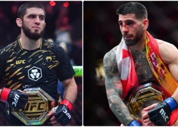 islam makhachev ilia topuria faceoff ufc