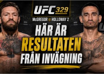 Conor McGregor och Max Holloway under UFC invagning