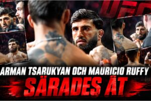 Arman Tsarukyan och Mauricio Ruffy vid UFC 331 staredown