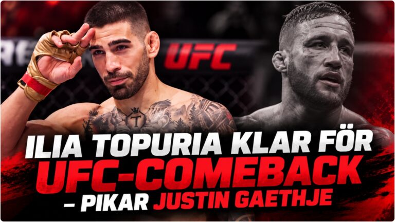 Ilia Topuria och Justin Gaethje efter UFC-match