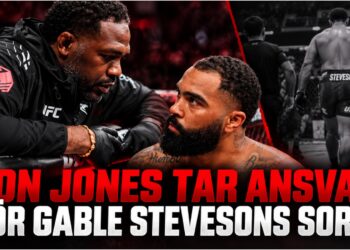 Jon Jones och Gable Steveson vid UFC 331