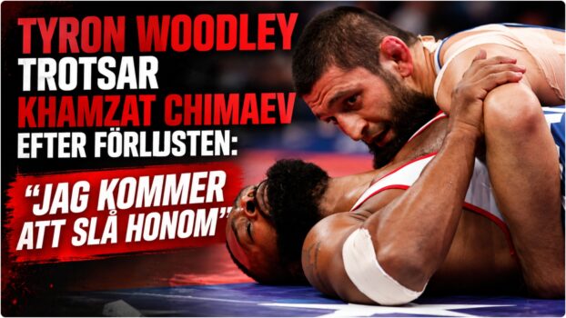 Tyron Woodley och Khamzat Chimaev efter brottningsmatch