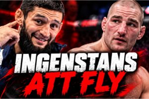 Khamzat Chimaev och Sean Strickland i UFC-buren