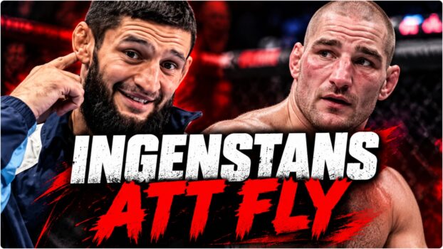 Khamzat Chimaev och Sean Strickland i UFC-buren