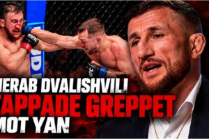 Merab Dvalishvili och Petr Yan i oktagonen