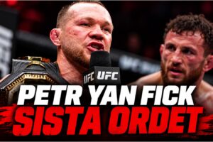 Petr Yan och Merab Dvalishvili i oktagonen under UFC 333