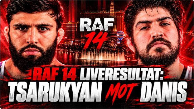 RAF 14 affisch med Arman Tsarukyan, Dillon Danis, Khamzat Chimaev och Robbie Lawler