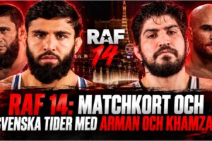 RAF 14-affisch med Arman Tsarukyan och Dillon Danis
