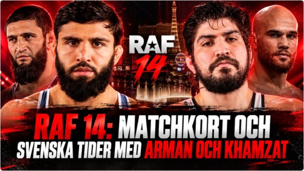 RAF 14-affisch med Arman Tsarukyan och Dillon Danis