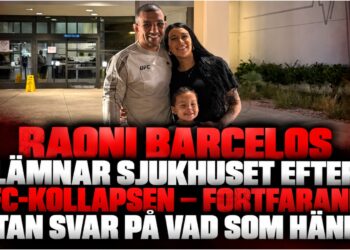 Raoni Barcelos utanfor sjukhuset med familjen