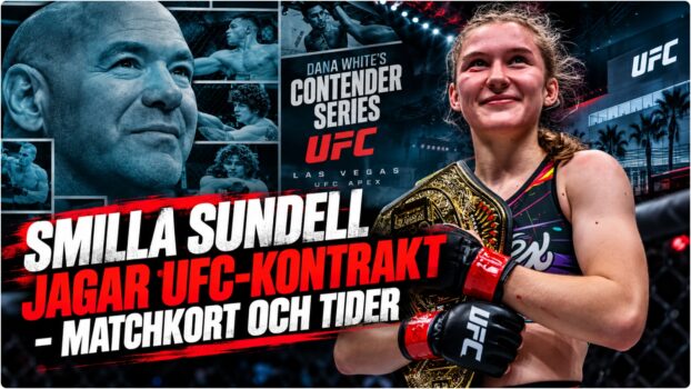 Smilla Sundell med guldbalte och svarta MMA-handskar