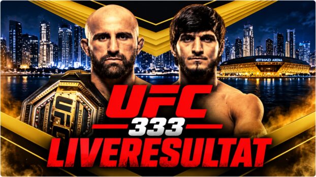 UFC 333-affisch med Alexander Volkanovski och Movsar Evloev