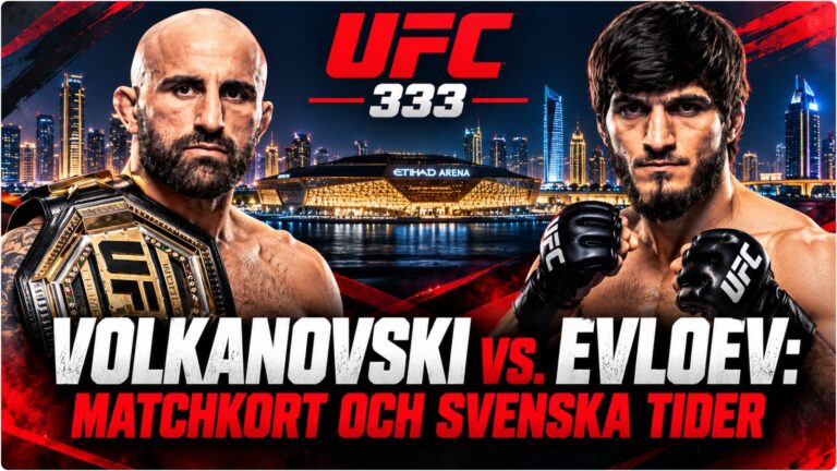 UFC 333 matchkort med Alexander Volkanovski och Movsar Evloev